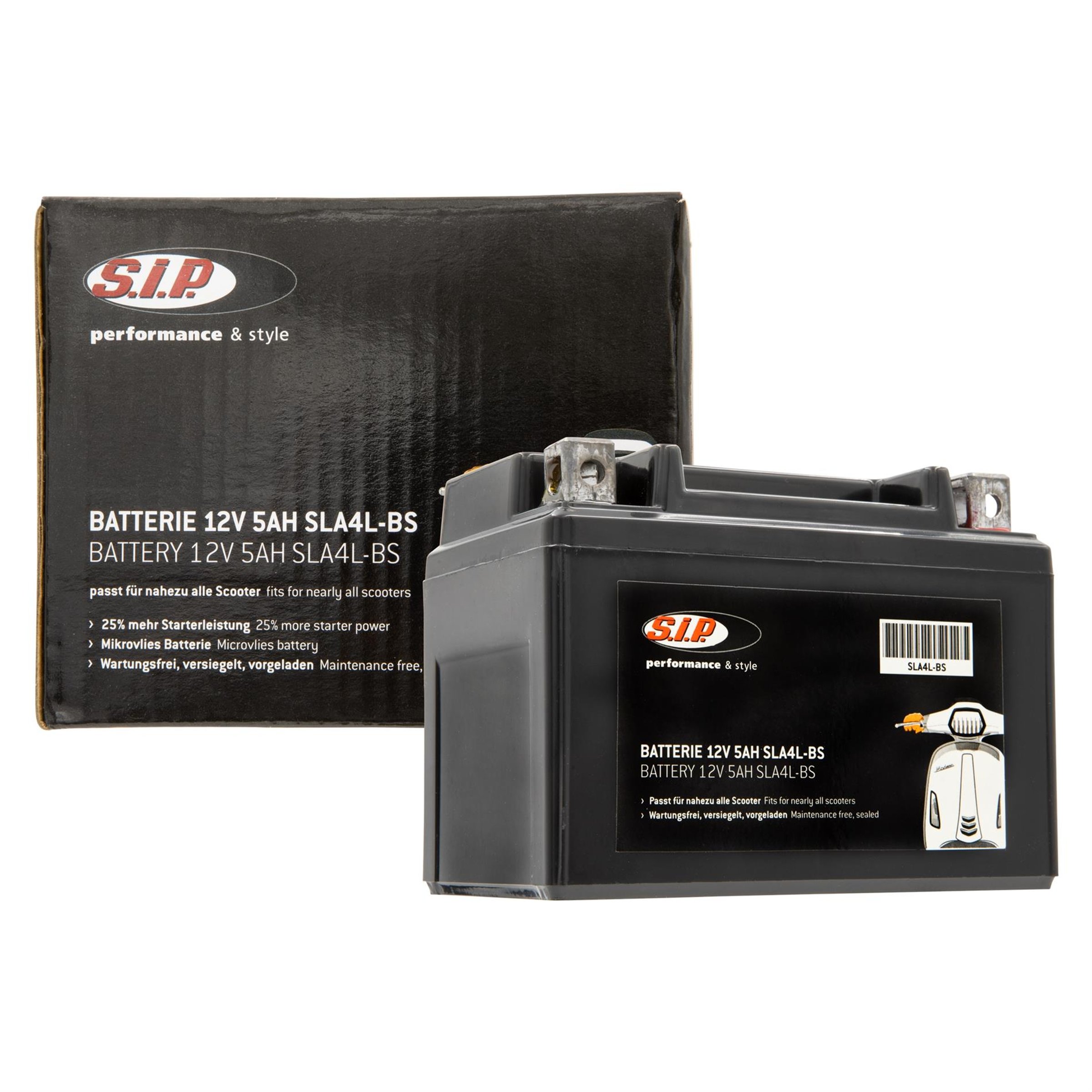 Image of Batterie SIP 12V/5Ah, SLA4L-BS passt für nahezu alle Scooter 50ccm 2T/4T AC/LC passt für nahezu alle Scooter 50ccm 2T/4T AC/LC
