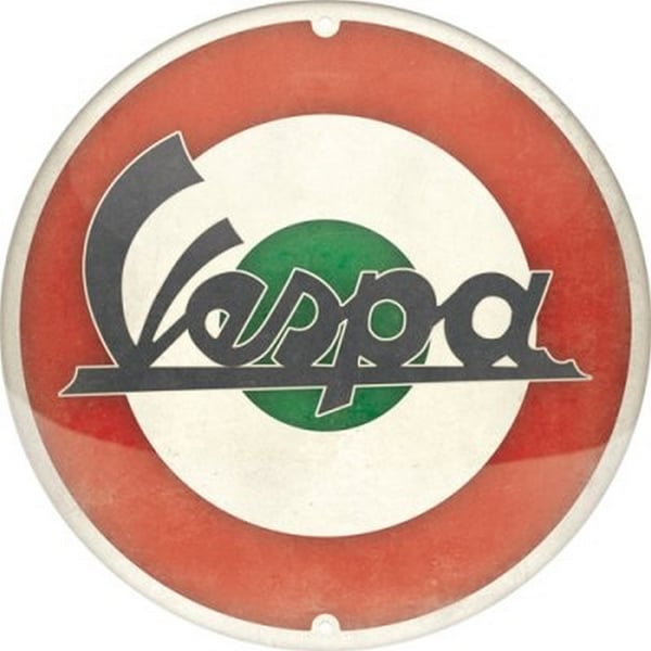Image of Blechschild mit Motiv Vespa - Logo Italian grün/weiß/rot