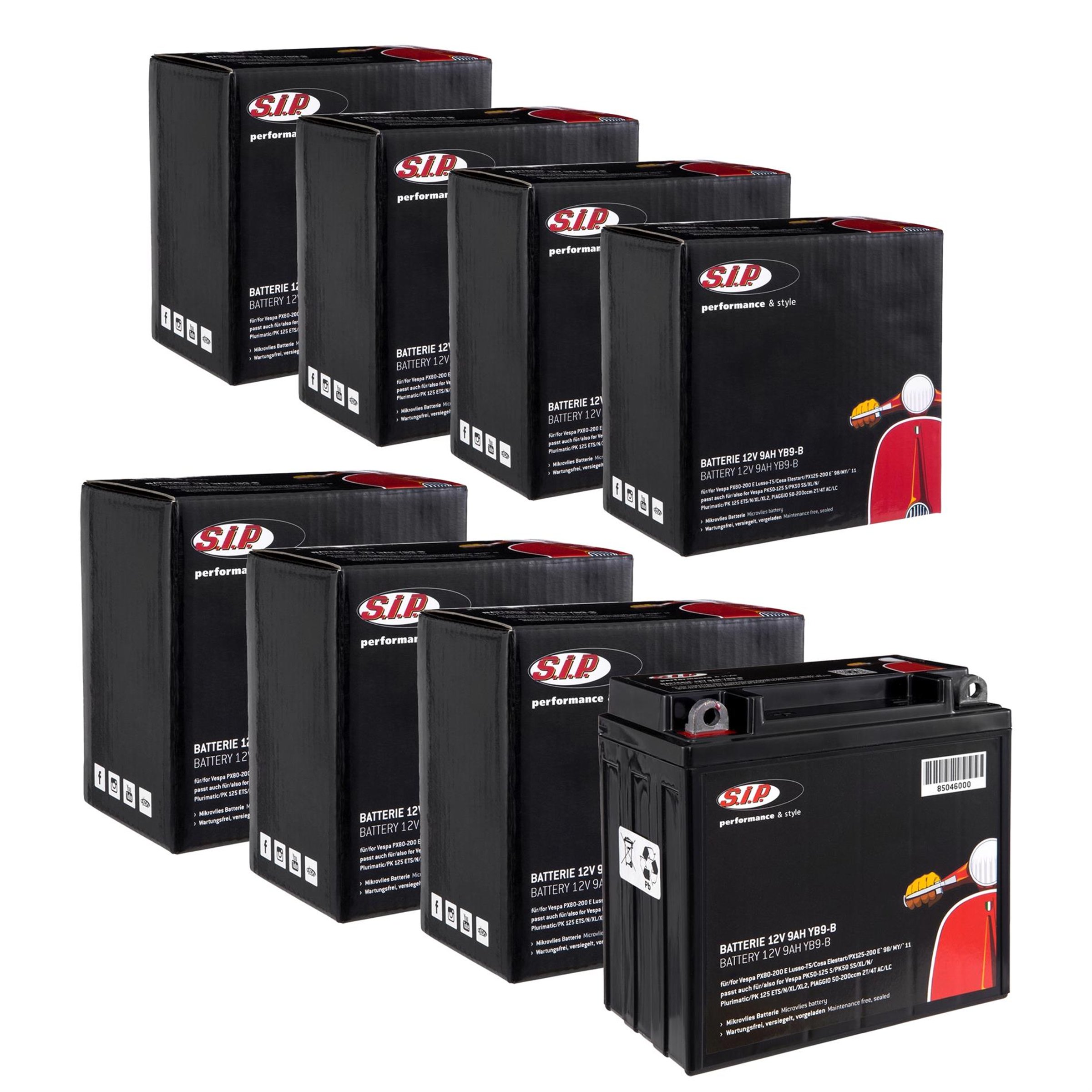 Image of Batterie Sparpack SIP 12V/9Ah, YB9-B für Vespa PX80-200 E Lusso-T5/Cosa Elestart/PX125-200 E '98/MY/'11 für PIAGGIO 50-200ccm 2T/4T AC/LC für Vespa PX80-200 E Lusso-T5/Cosa Elestart/PX125-200 E '98/MY/'11 für PIAGGIO 50-200ccm 2T/4T AC/LC