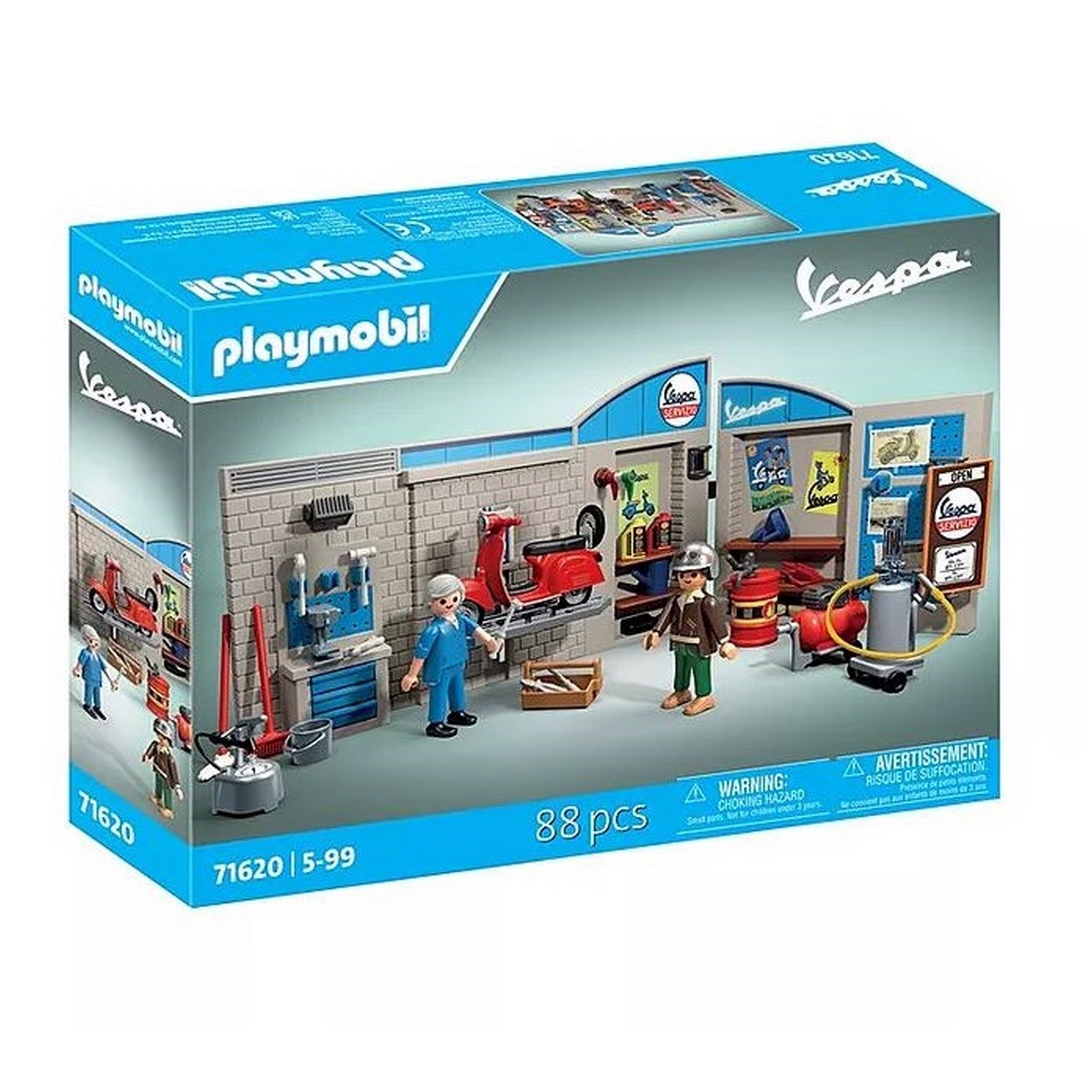 Image of Modell PLAYMOBIL 60s Vespa Garage 71620 Vespa Sprint Veloce 150 1969 mit Werkstatt rot