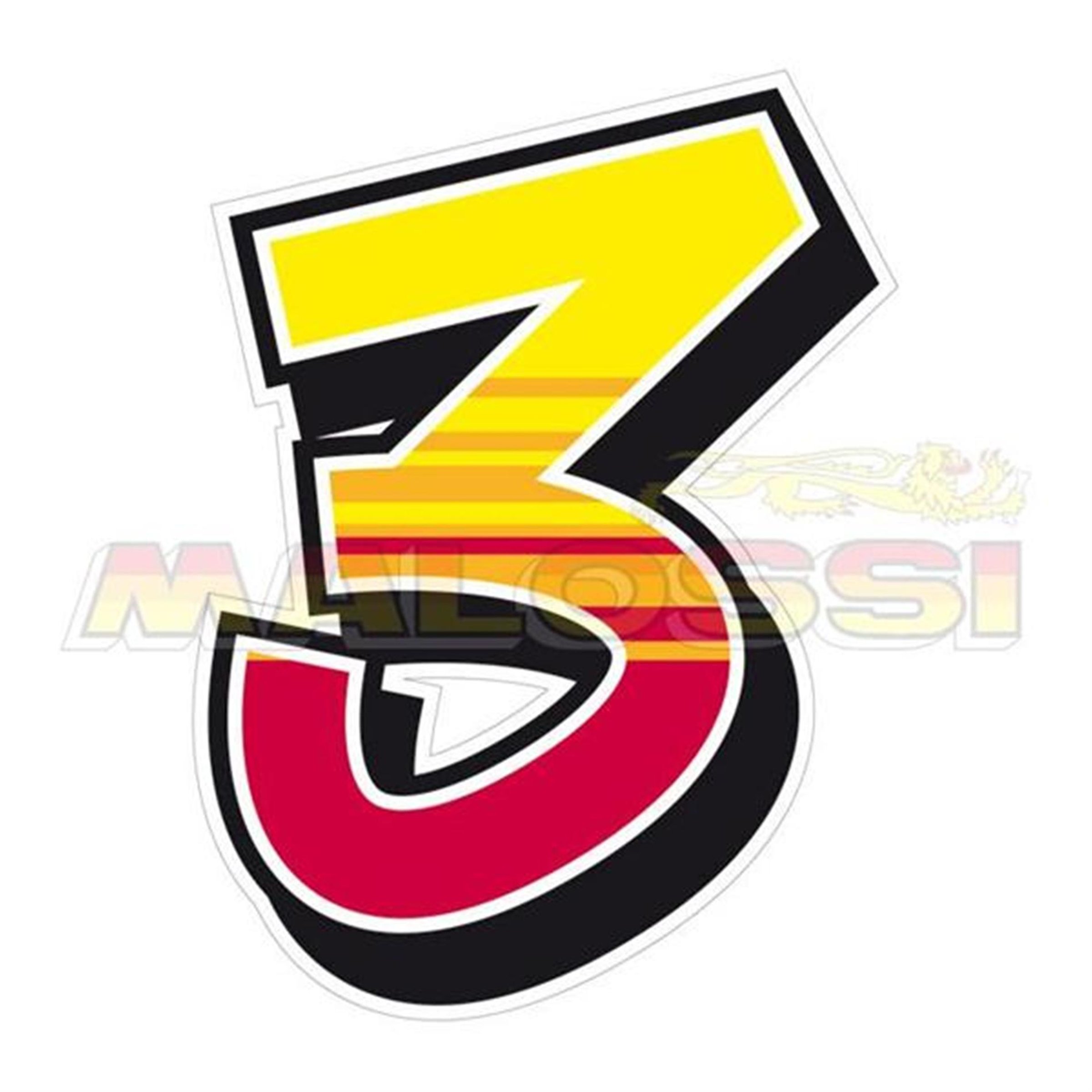 Image of Aufkleber MALOSSI mit Motiv Startnummer "3", by ENKO4