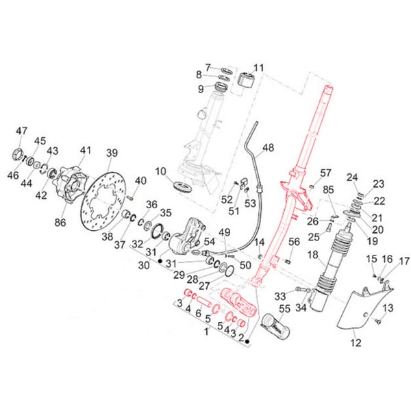 Image of Lenksäule PIAGGIO, 1C0062055 für Vespa GTS/GTS Super 125-310 (2023-)