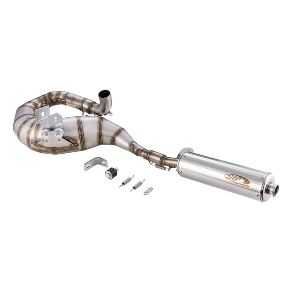 Image of Rennauspuff SIP Performance 2.0, Edelstahl unlackiert, Dämpfer: Edelstahl Farbe (ESD): silber für Vespa P80-150X/PX80-150 E/Lusso/'98/MY/Cosa 1