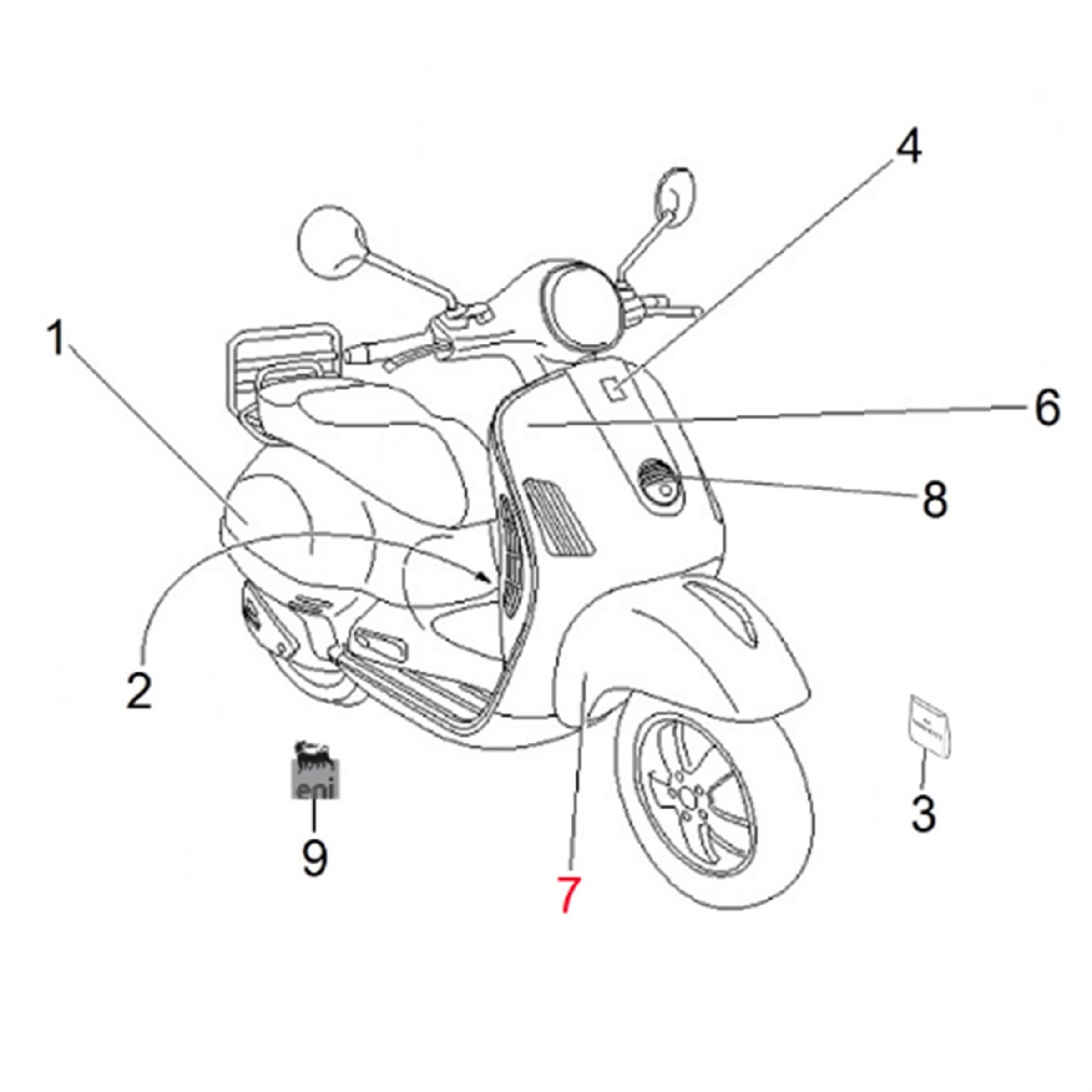 Image of Schriftzug "ABS" Kotflügel seitlich 1B001023 für Vespa Primavera/Sprint 125-150ccm für Vespa Primavera/Sprint 125-150ccm