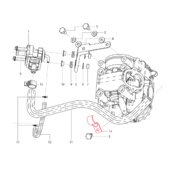 Image of Halterung LML, Schlauch, SF514-0297 für LML Star 125-150 4T/Star Deluxe 125-150 4S/Speedy