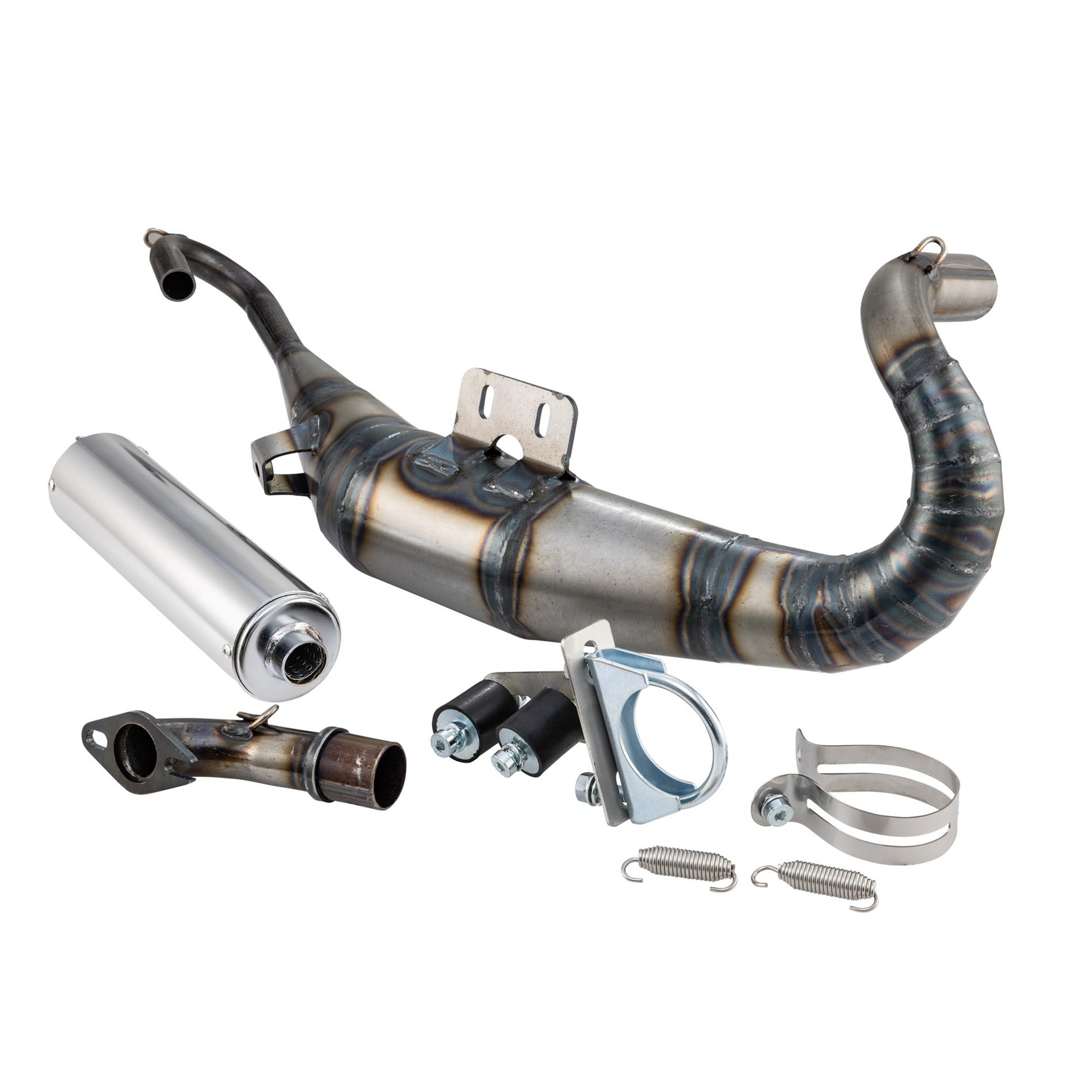 Image of Rennauspuff VMC FIFTYS, Material: Stahl, Dämpfer: Aluminium Farbe (ESD): silber für Vespa 90/R/SS/100/125/PV/ET3 für Vespa 90/R/SS/100/125/PV/ET3