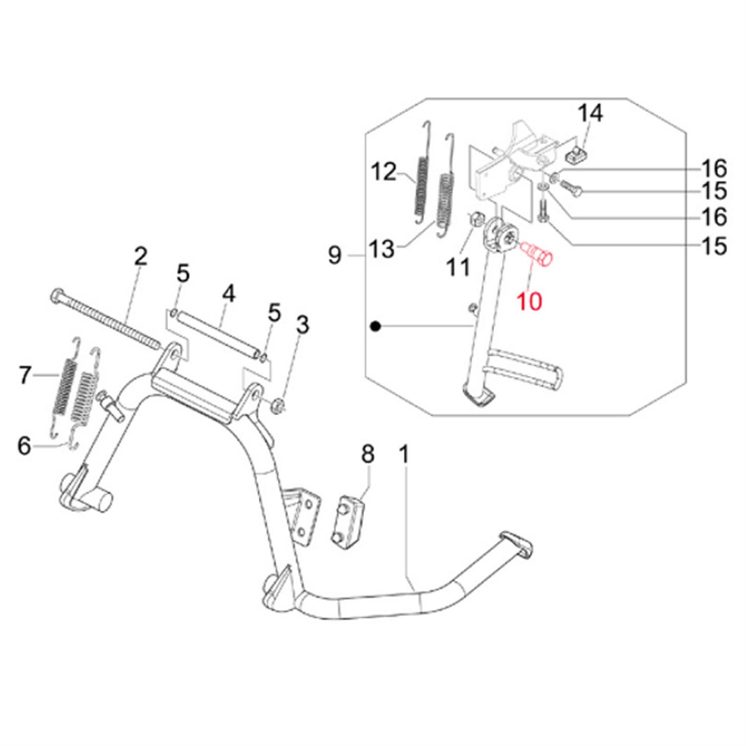 Image of Schraube Seitenständer, Sechskant, PIAGGIO für Vespa LX/LXV/S 50-150ccm für Vespa LX/LXV/S 50-150ccm