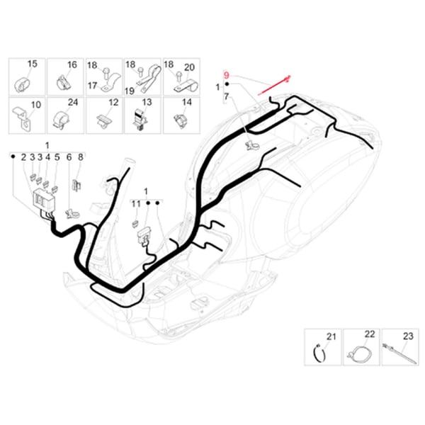 Image of Kabelbinder PIAGGIO Kabelbaum schwarz für Vespa Primavera/Sprint 50-150ccm