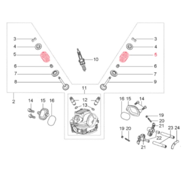Image of Ventilfeder LML, innen, SF513-0493 für LML Star 125-150 4T/Star Deluxe 125-150 4S/Speedy
