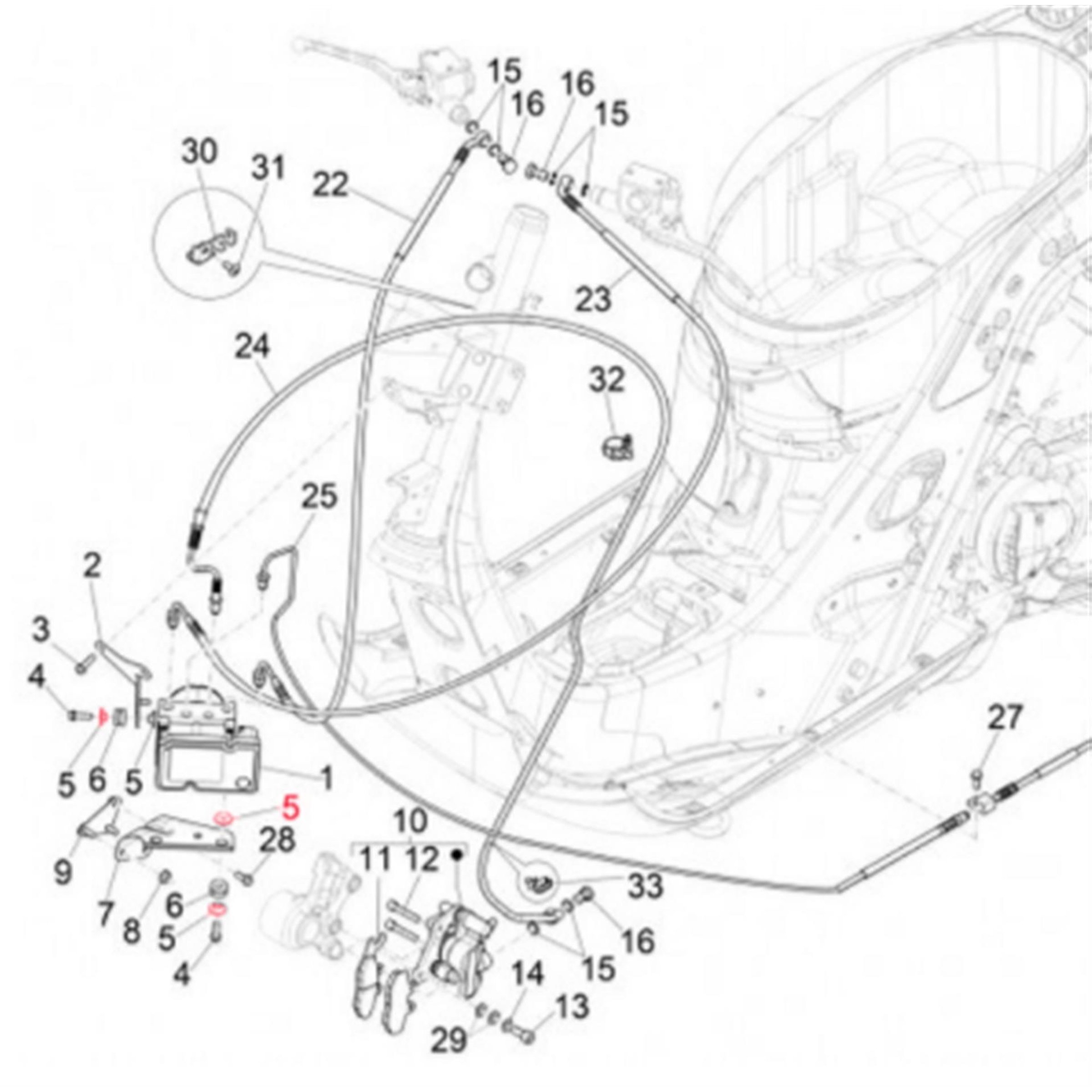 Image of Distanzstück ABS Steuergerät, PIAGGIO für Vespa Primavera/Sprint/GTS/GTS Super/GTV 125-300ccm für Vespa Primavera/Sprint/GTS/GTS Super/GTV 125-300ccm