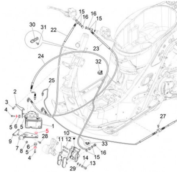 Image of Distanzstück ABS Steuergerät, PIAGGIO für Vespa Primavera/Sprint/GTS/GTS Super/GTV 125-300ccm