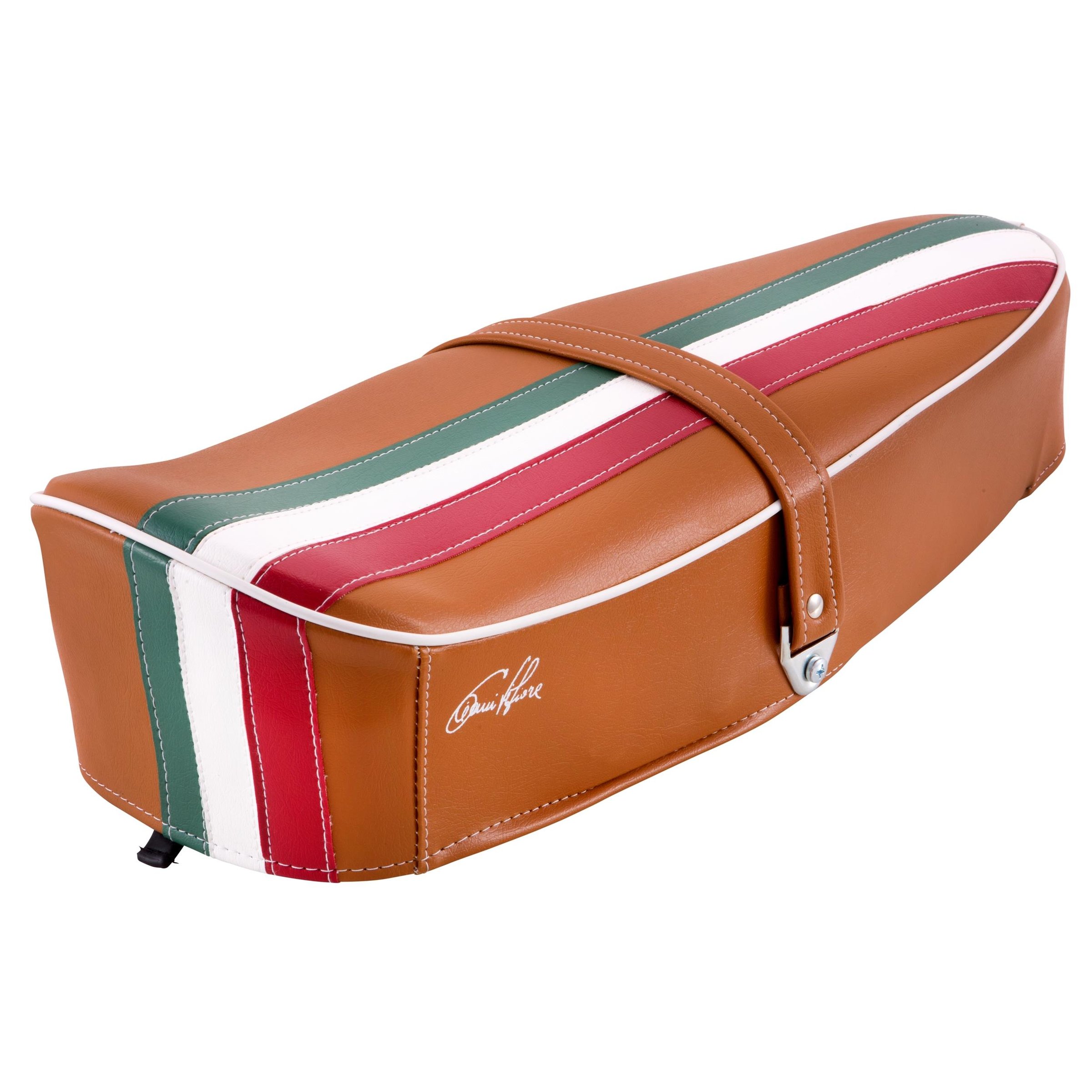 Image of Sitzbank DIEFFE "Tricolore Italy" braun, orangebraun RAL 8023 098546 - 152272 für Vespa 90/R/125/PV für Vespa 90/R/125/PV