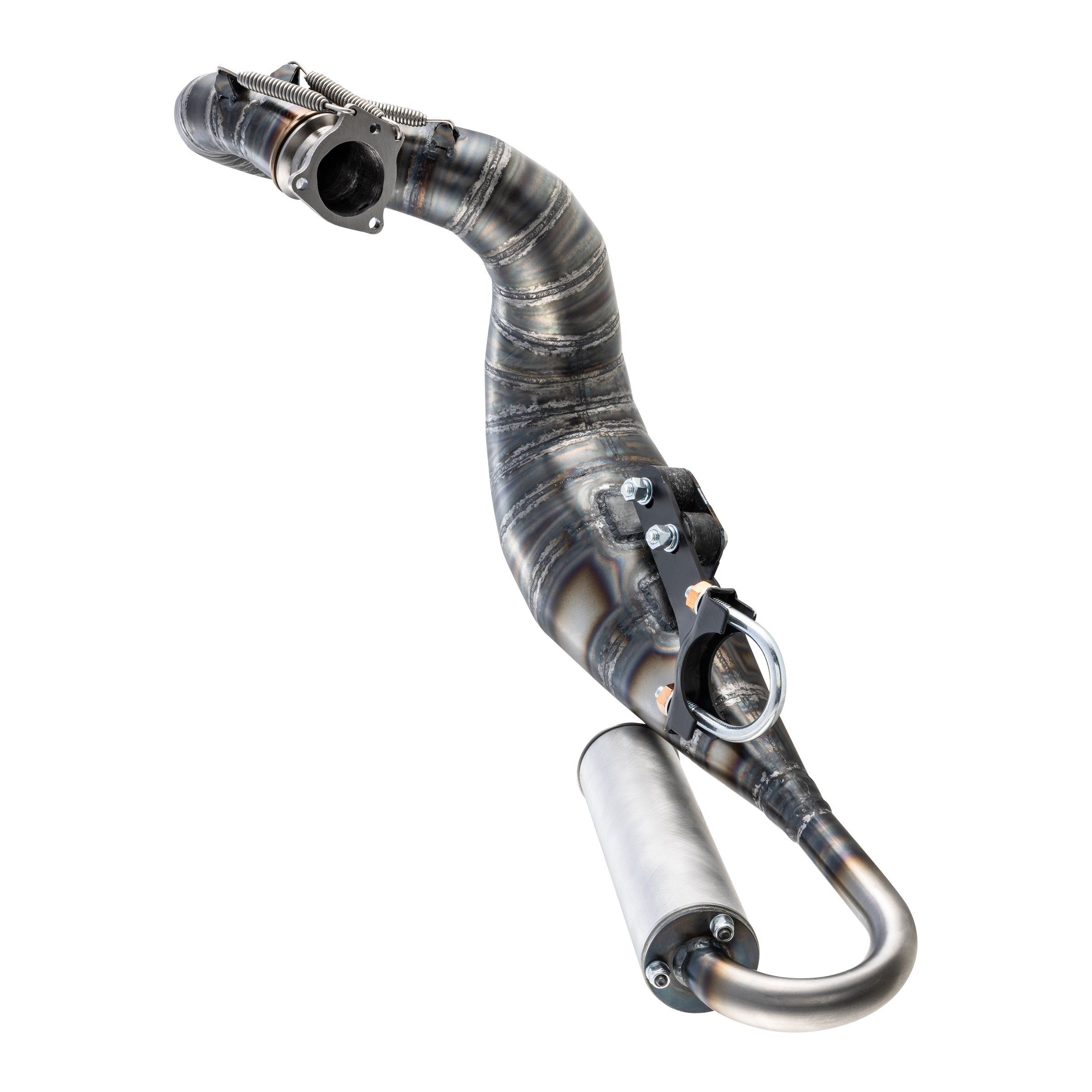 Image of Rennauspuff BFA/FRT 150ccm, Material: Stahl klarlackiert, Farbe (ESD): silber für Vespa 90/R/SS/100/125 VMA1T für Vespa 90/R/SS/100/125 VMA1T