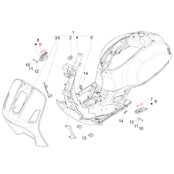 Image of Feder PIAGGIO, Fußraste, links oder rechts, 620395 für Vespa GTS/GTS Super/GTV/GT 60/GT L 125-300ccm 4T LC