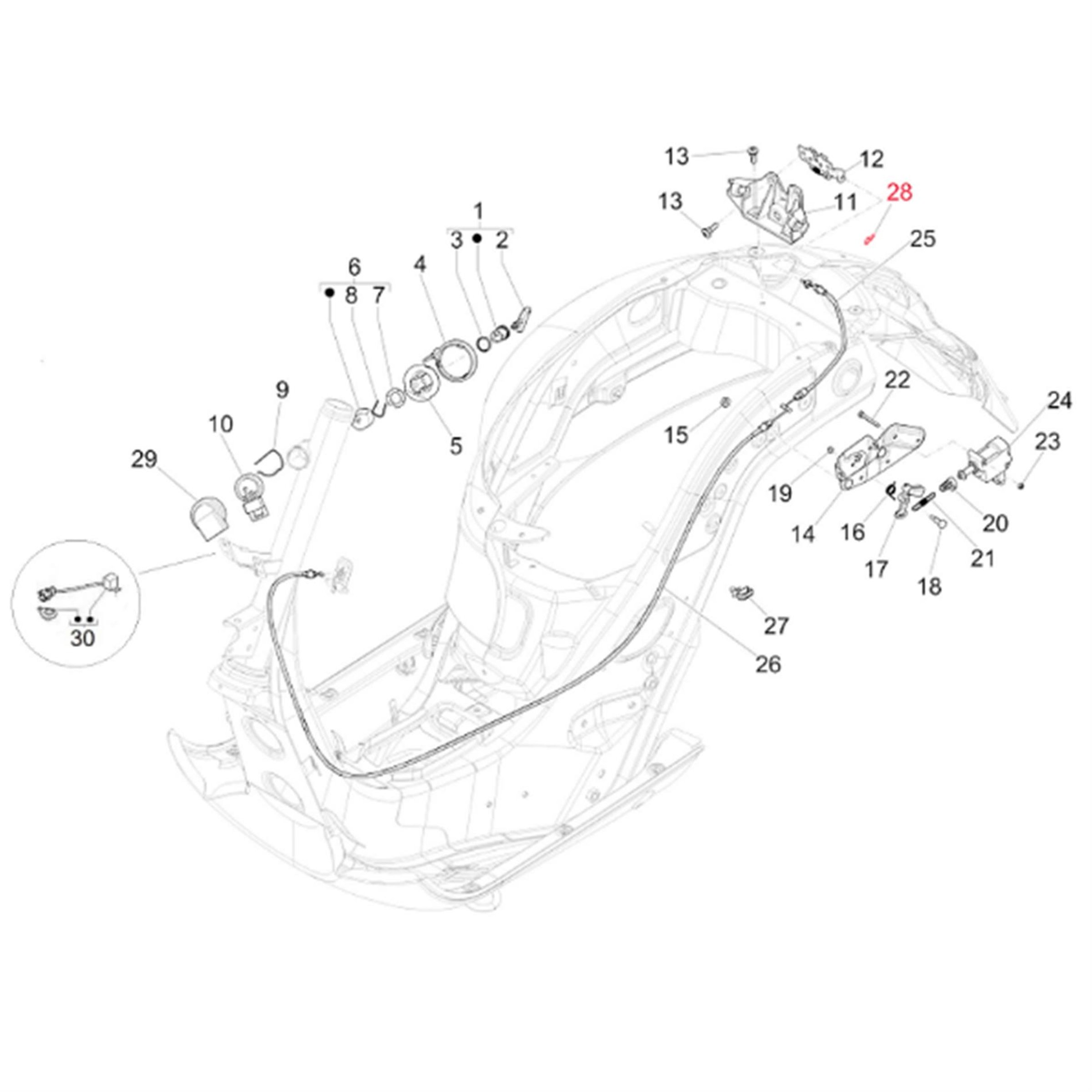 Image of Kabelbinder Sitzbankentriegelung 102 mm (d) 2,5mm, PIAGGIO für Vespa GTS/GTS Super/GTV 125-300ccm ('14-) für Vespa GTS/GTS Super/GTV 125-300ccm ('14-)