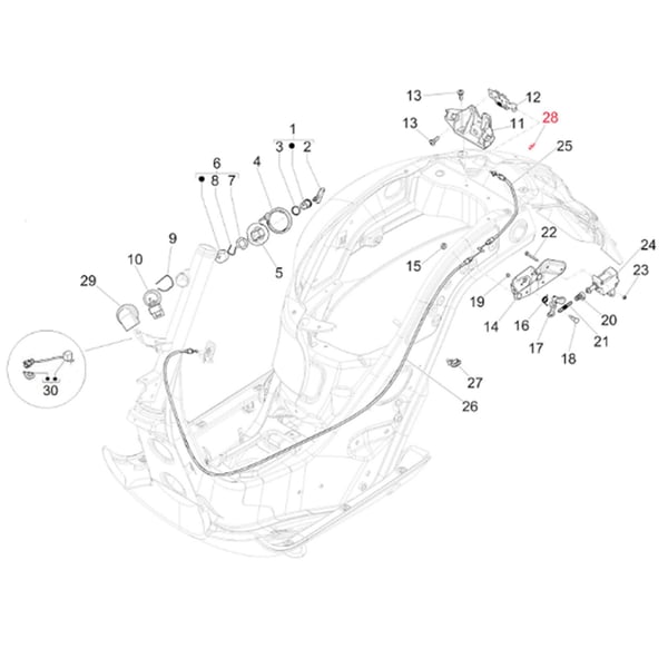 Image of Kabelbinder Sitzbankentriegelung 102 mm (d) 2,5mm, PIAGGIO für Vespa GTS/GTS Super/GTV 125-300ccm ('14-)