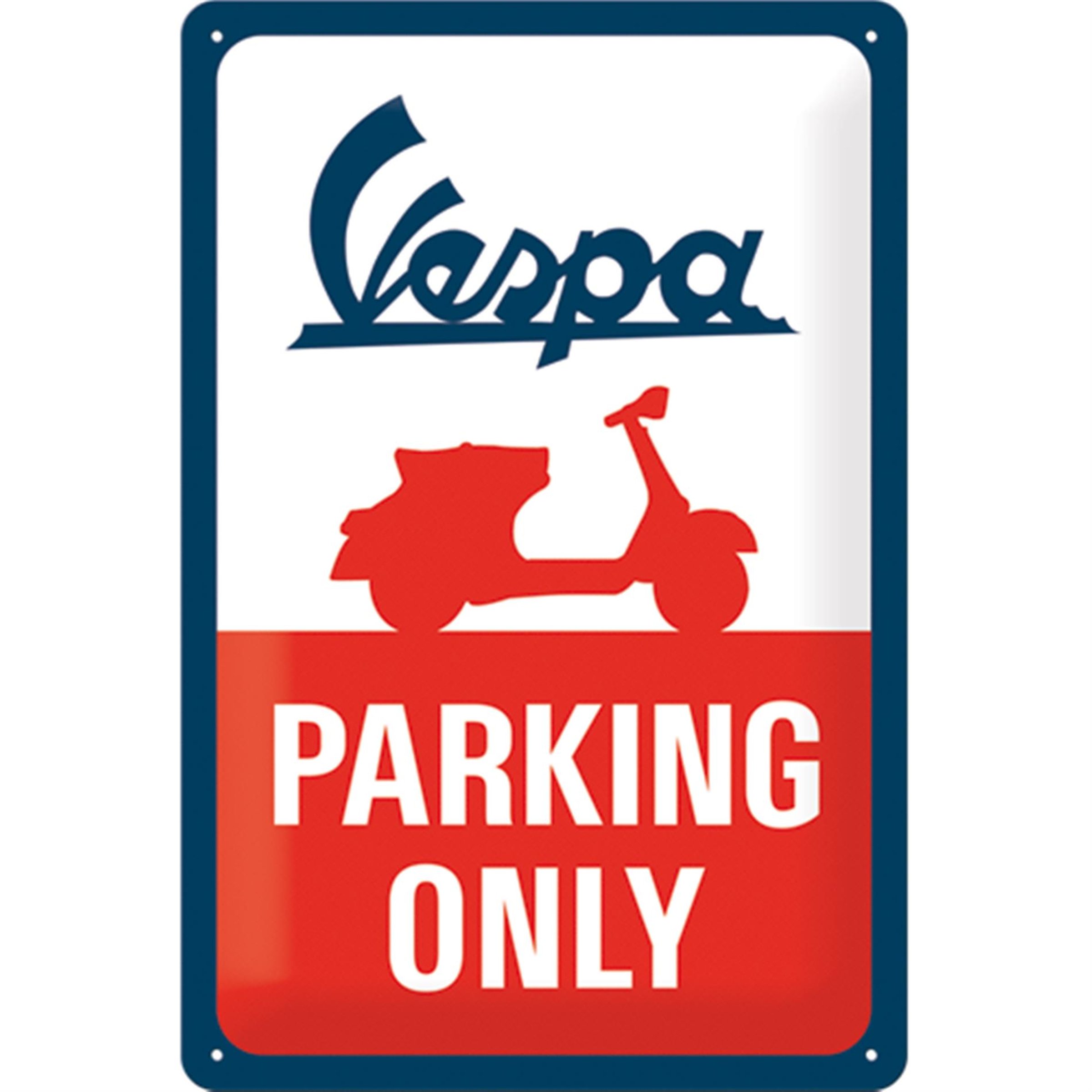 Image of Blechschild mit Motiv Vespa Parking Only blau/weiß/rot