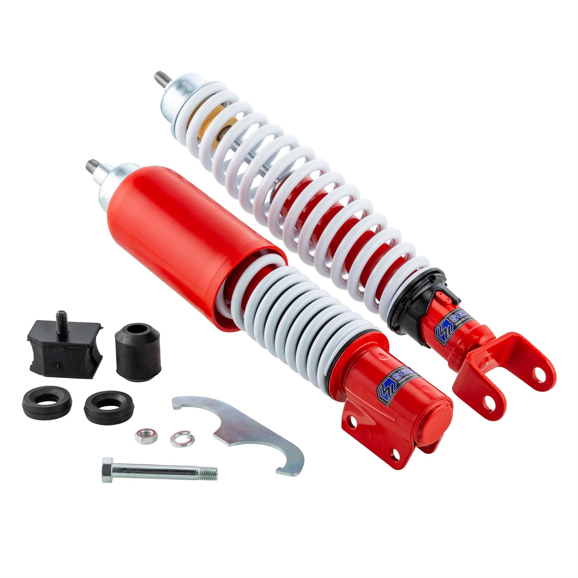 Image of Stoßdämpferkit SEBAC vorne & hinten für Vespa P80-150X/ P150S/P200E/PX80-200E/Lusso für Vespa P80-150X/ P150S/P200E/PX80-200E/Lusso