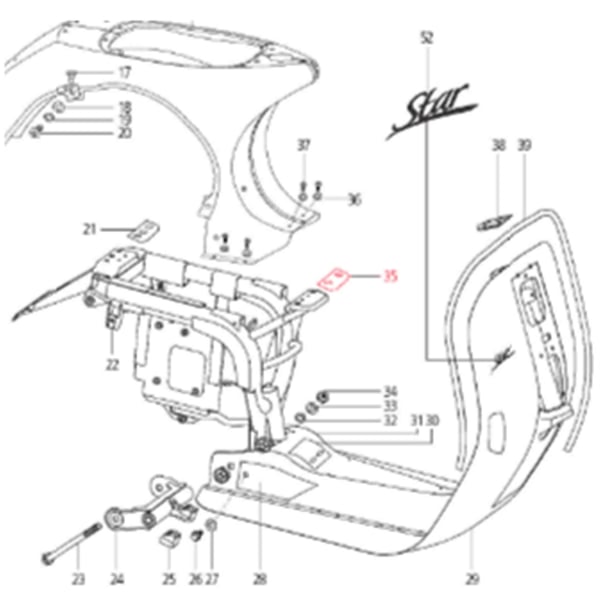 Image of Gummiunterlage LML, zwischen Rahmen und Reparaturblech Heck, SF524-0556 für LML Star 125-150 4T/Star Deluxe 125-150 4S/Speedy