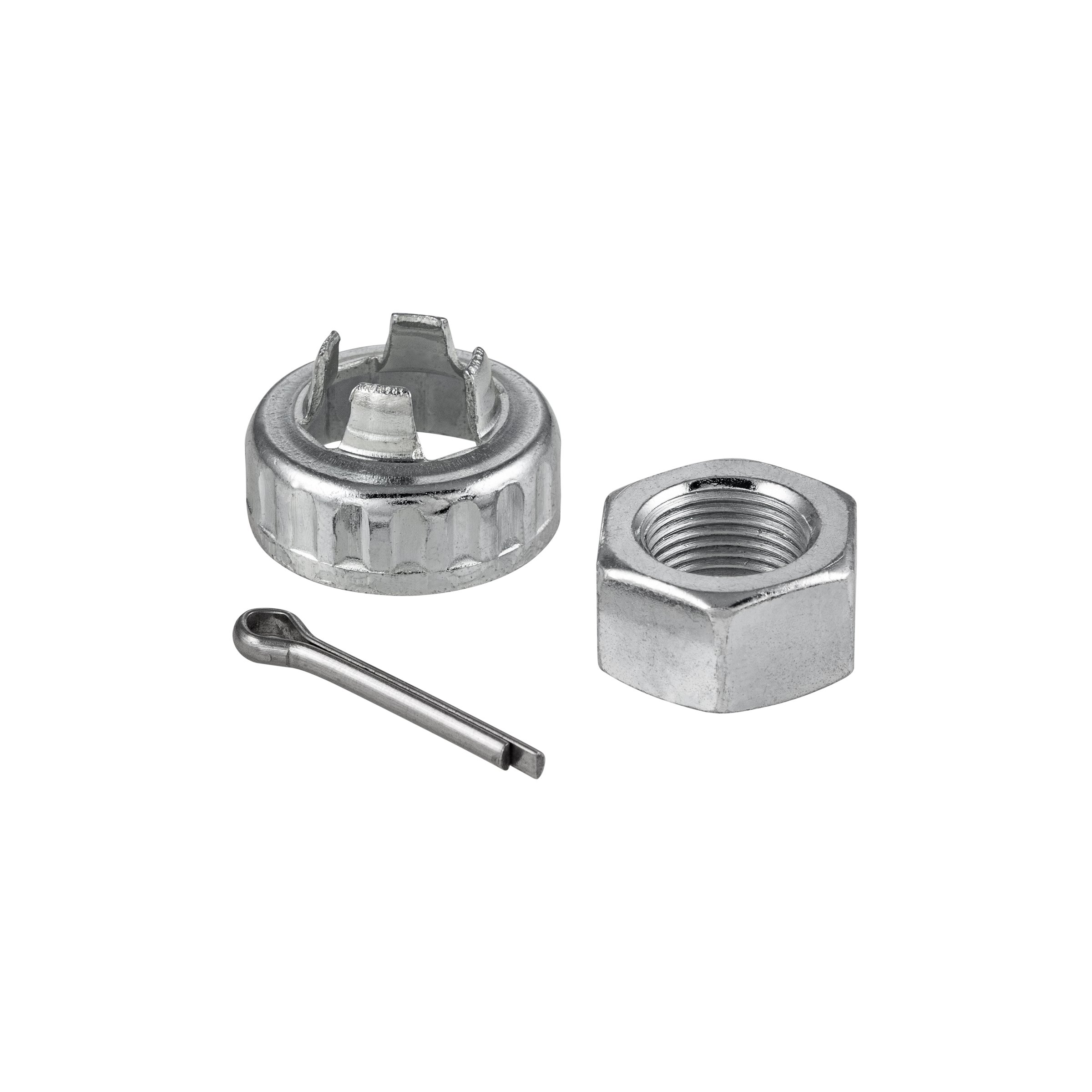 Image of Kit Mutter/Sicherungskorb/Splint M16x1,25 mm, Bremstrommel hinten, CIF für Vespa 50 S 3°/Special V5B3T 2°/90 3°/100 2°/125 PV 2°/ET3 2°/PK50/S/SS/XL/2/FL/HP/N/Rush/PK80-125S/PK125/ETS/N/XL/XL2//PX80-150 E 2°/P150S 2°/P200E 2°/PX80-200 E Lusso/'98/MY/'11/T