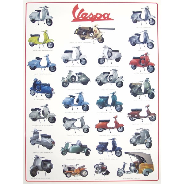 Image of Poster mit Motiv "Vespa Modelle II" Motorroller