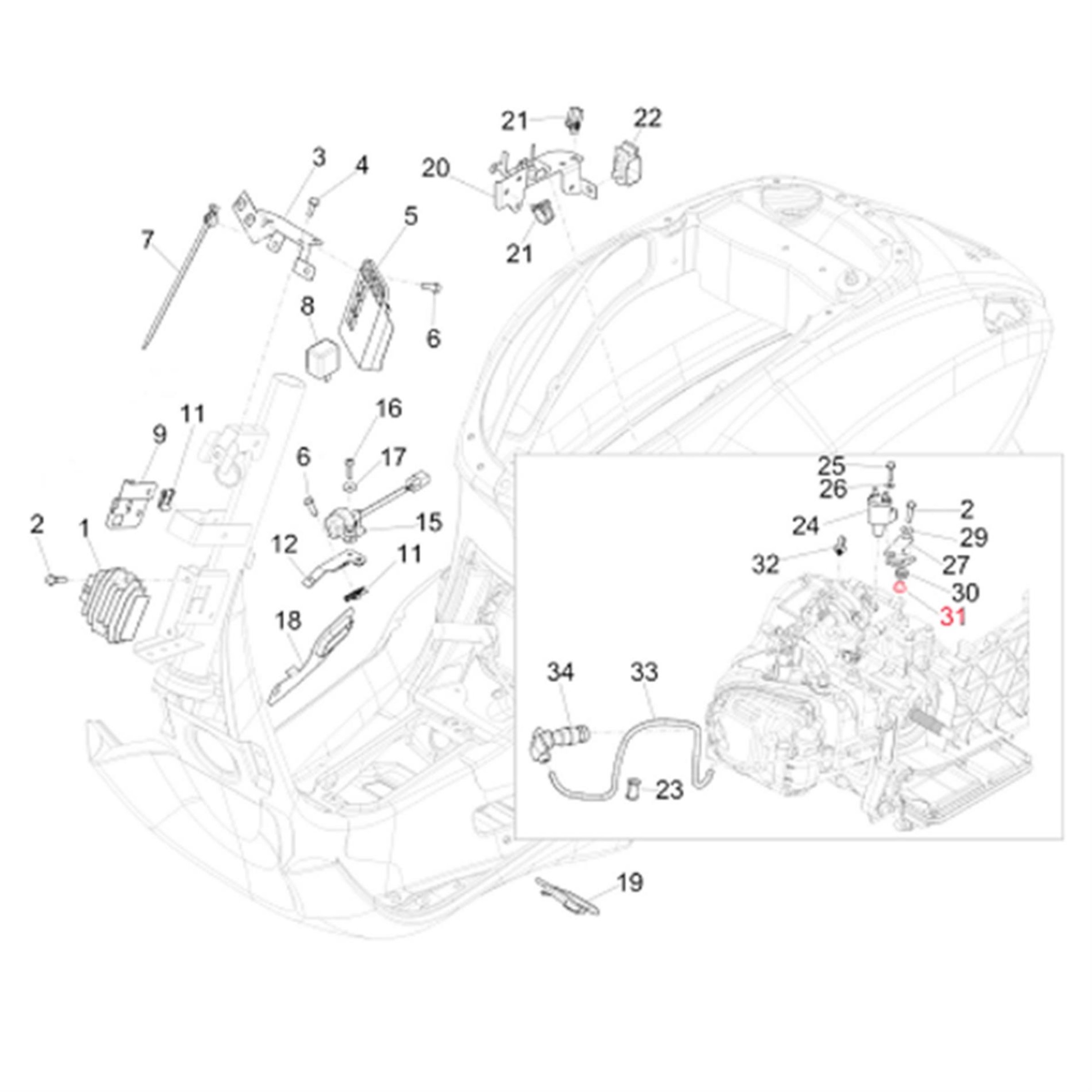 Image of Distanzbuchse PIAGGIO, Zündspule, B018293 für Vespa LX/Primavera/Sprint 125-150ccm für Vespa LX/Primavera/Sprint 125-150ccm