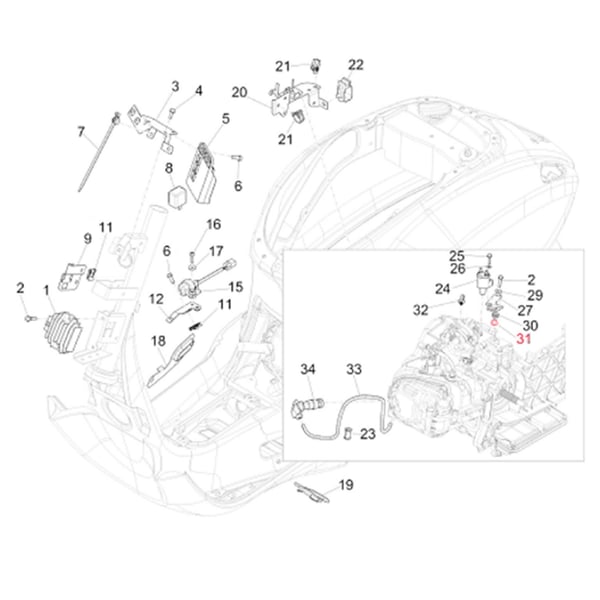 Image of Distanzbuchse PIAGGIO, Zündspule, B018293 für Vespa LX/Primavera/Sprint 125-150ccm