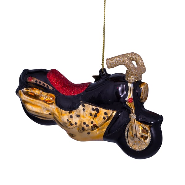 Image of Christbaumschmuck VONDELS mit Motiv "Motorrad" schwarz / gold