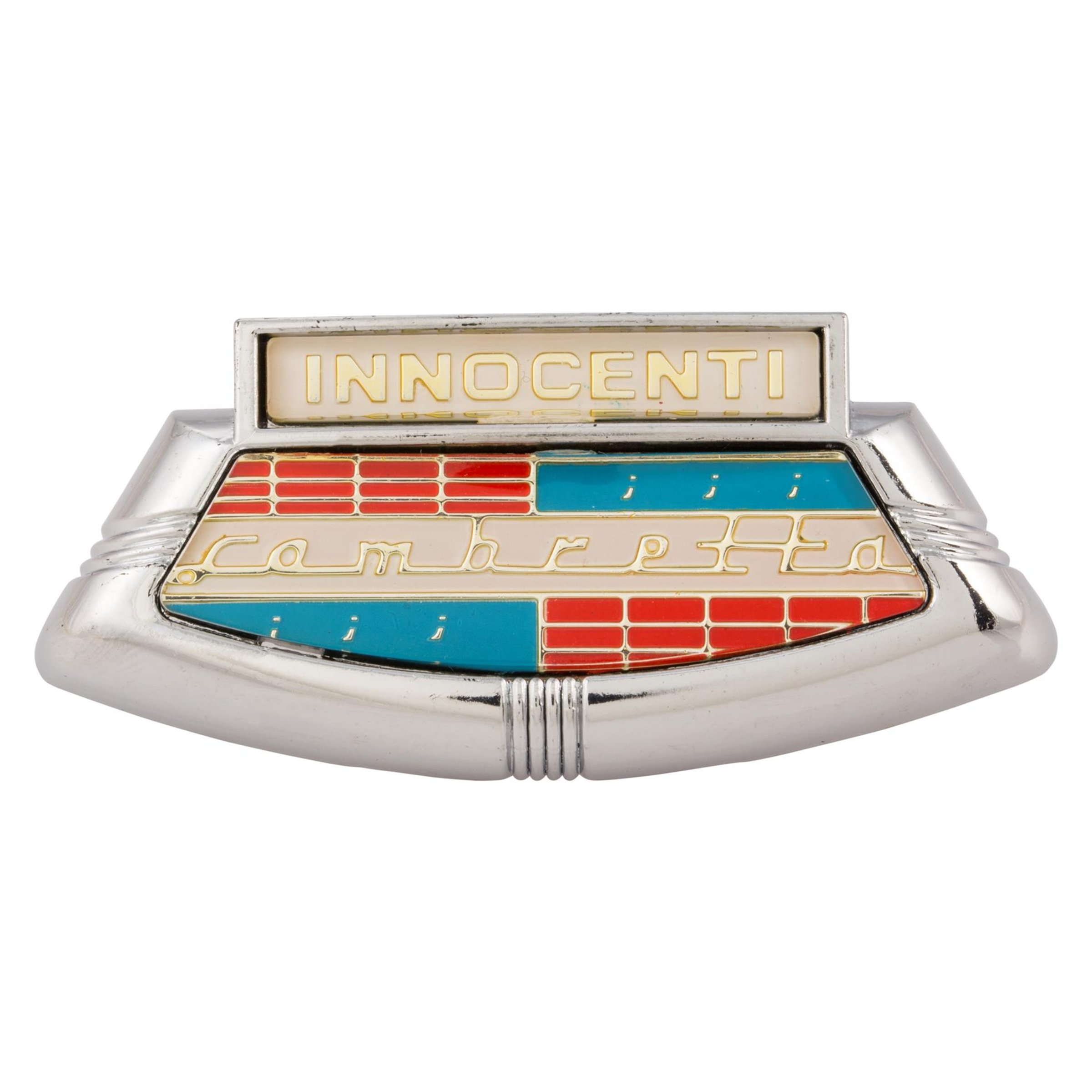 Image of Emblem SCOOTOPIA "INNOCENTI Lambretta" Kaskade 19250071 für Lambretta 125 LI 2°-3°/LIS (-'67)/150 LI 2°-3°/LIS (-'67)/SX (-'67)/175 TV 2°-3°/200 TV/SX (-'67) für Lambretta 125 LI 2°-3°/LIS (-'67)/150 LI 2°-3°/LIS (-'67)/SX (-'67)/175 TV 2°-3°/200 TV/SX (-