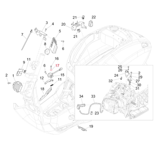 Image of Unterlegscheibe Kippsensor 5,2x15x1,5 mm, PIAGGIO für Vespa Primavera/Sprint 50-150ccm
