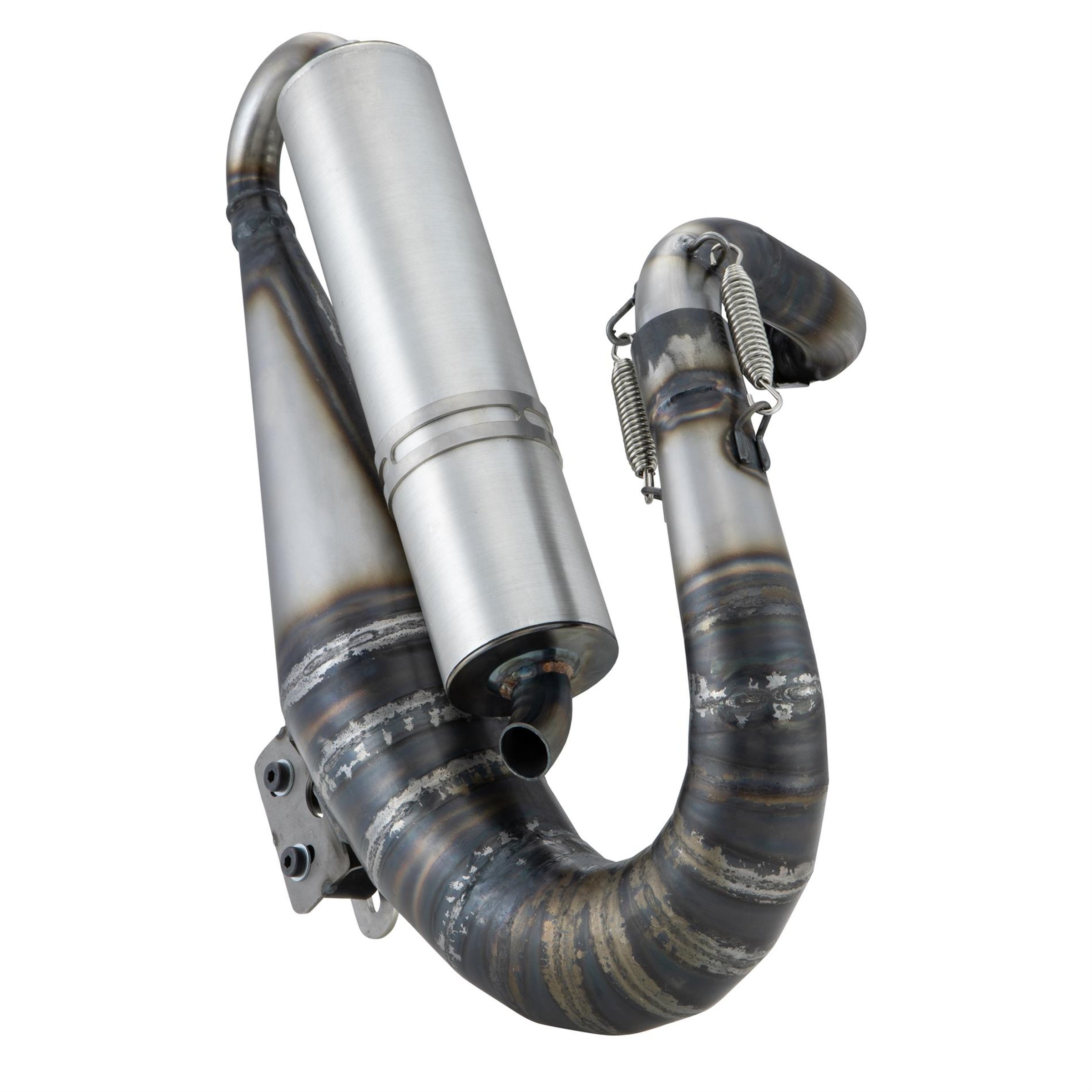 Image of Rennauspuff EGIG Performance Python S, Material: Stahl unlackiert, Dämpfer: Aluminium Farbe (ESD): silber für Vespa 90/R/SS/100/125 VMA1T für Vespa 90/R/SS/100/125 VMA1T