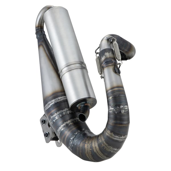 Image of Rennauspuff EGIG Performance Python S, Stahl unlackiert, Dämpfer: Aluminium Farbe (ESD): silber für Vespa 90/R/SS/100/125 VMA1T