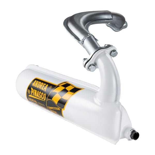 Image of Rennauspuff PINASCO "White Edition" Banane, Material: Stahl weiß für Vespa 90/R/SS/100/125/PV/ET3