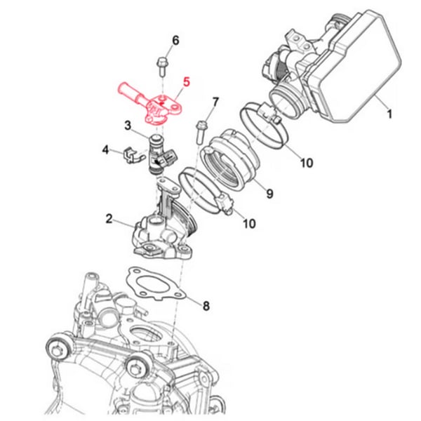 Image of Halterung PIAGGIO, Einspritzdüse für Vespa GTS/GTS Super/GTV 300ccm HPE (`18-)