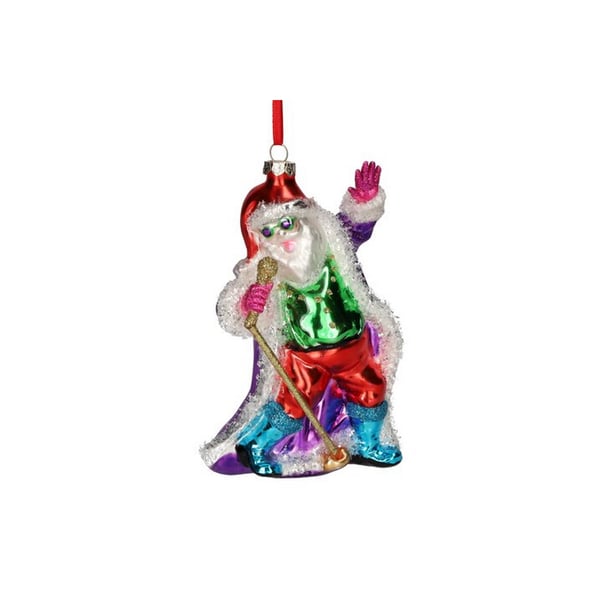 Image of Christbaumschmuck mit Motiv Santa Rocking and Singing schwarz/silber