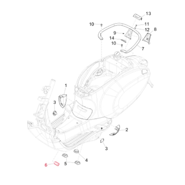 Image of Gummipfropfen PIAGGIO, Unterboden, 1B000112 für Vespa Primavera/Sprint 125-150ccm