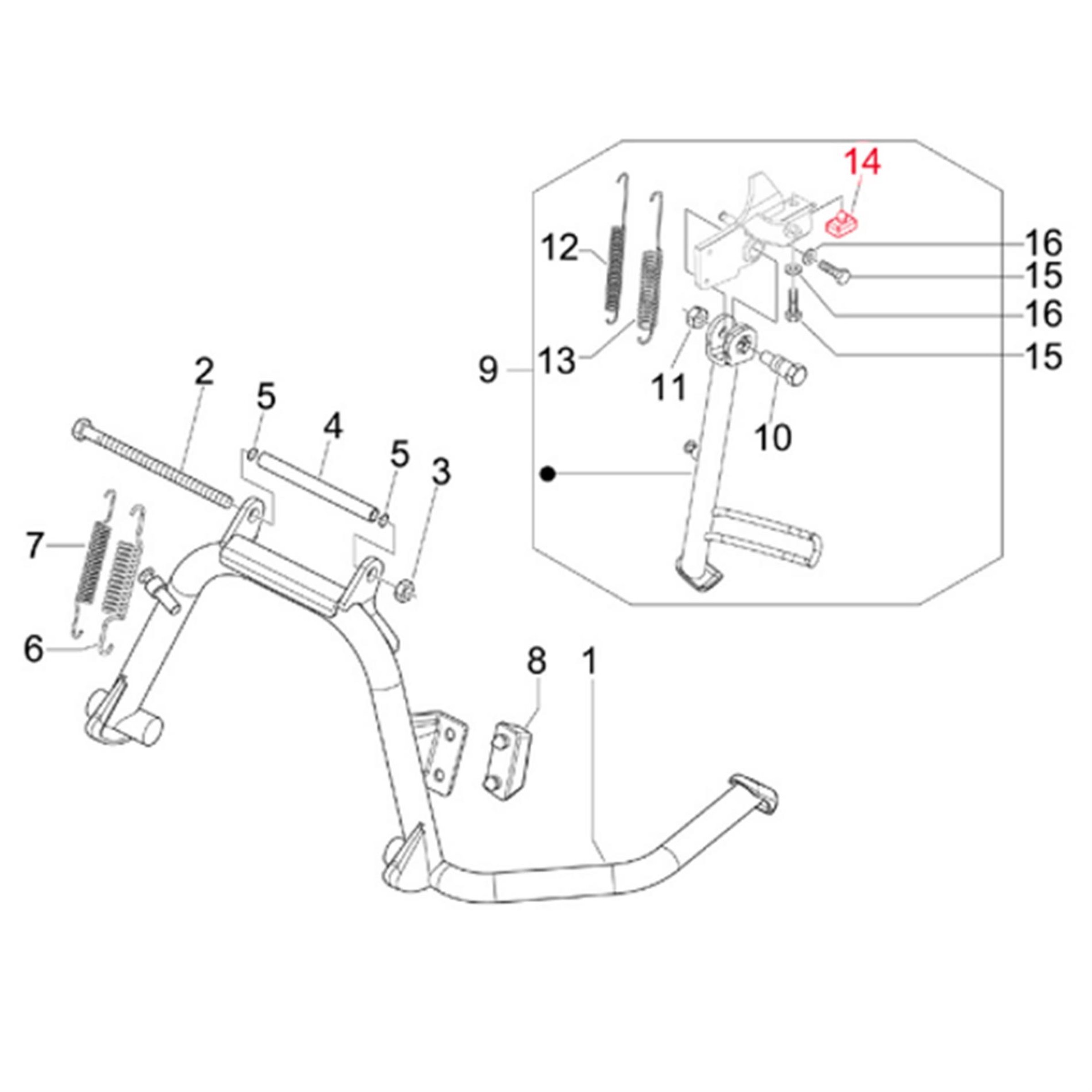 Image of Gummipuffer PIAGGIO, Seitenständer, 582885 - 164245 für Vespa LX/LXV/S/Primavera/Sprint 50-150ccm für Vespa LX/LXV/S/Primavera/Sprint 50-150ccm