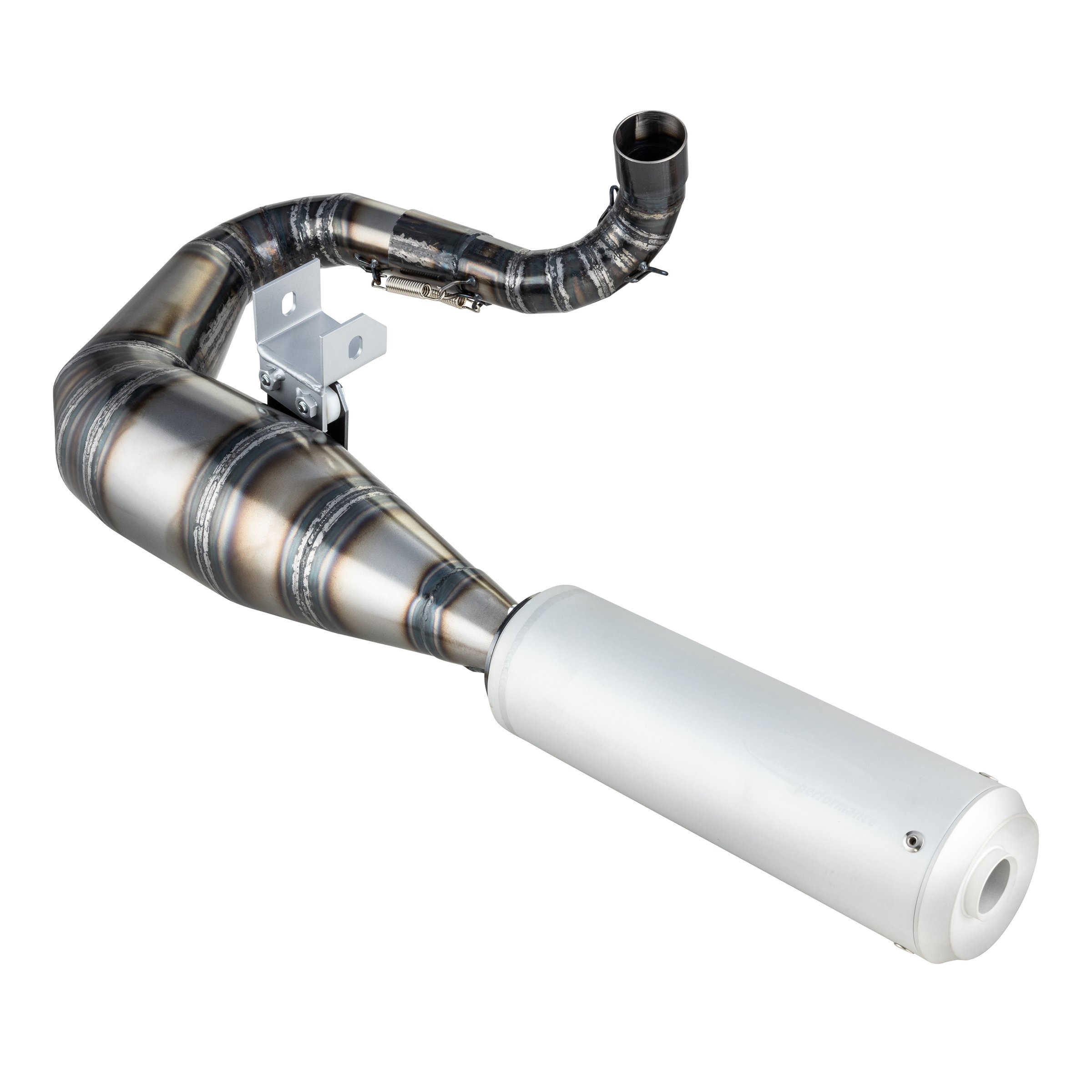 Image of Rennauspuff SIP Performance 2.0 Silent Silent, Material: Stahl klarlackiert, Dämpfer: Aluminium Farbe (ESD): silber für Vespa 200 Rally/P200E/PX200 E/Lusso/'98/MY/Cosa 1 200 für Vespa 200 Rally/P200E/PX200 E/Lusso/'98/MY/Cosa 1 200