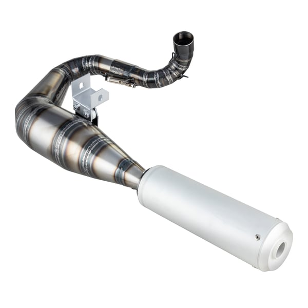Image of Rennauspuff SIP Performance 2.0 Silent Silent, Material: Stahl klarlackiert, Dämpfer: Aluminium Farbe (ESD): silber für Vespa 200 Rally/P200E/PX200 E/Lusso/'98/MY/Cosa 1 200