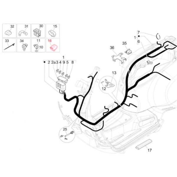 Image of Halteclip PIAGGIO, Kabelbaum für Vespa LX/S/GTS/GTS Super/GTV 125-300ccm