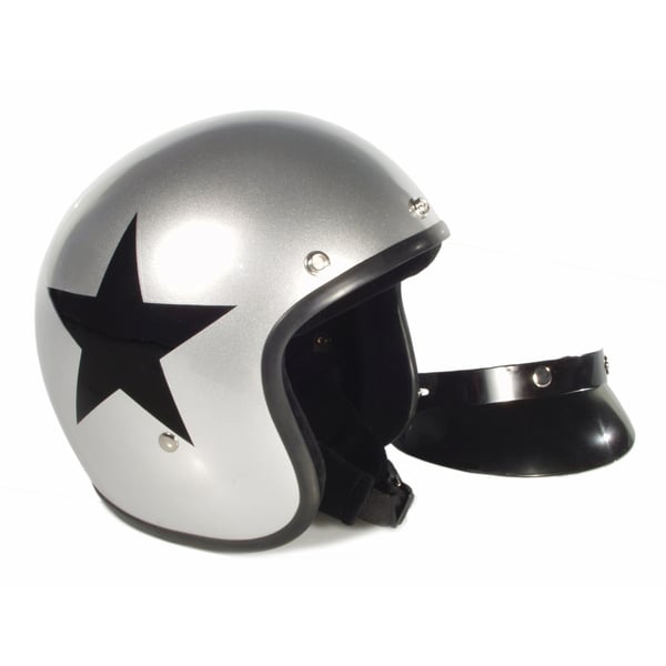 Image of Helm BANDIT Jet Star mit schwarzem Stern, silber, Gr. XL Jethelm