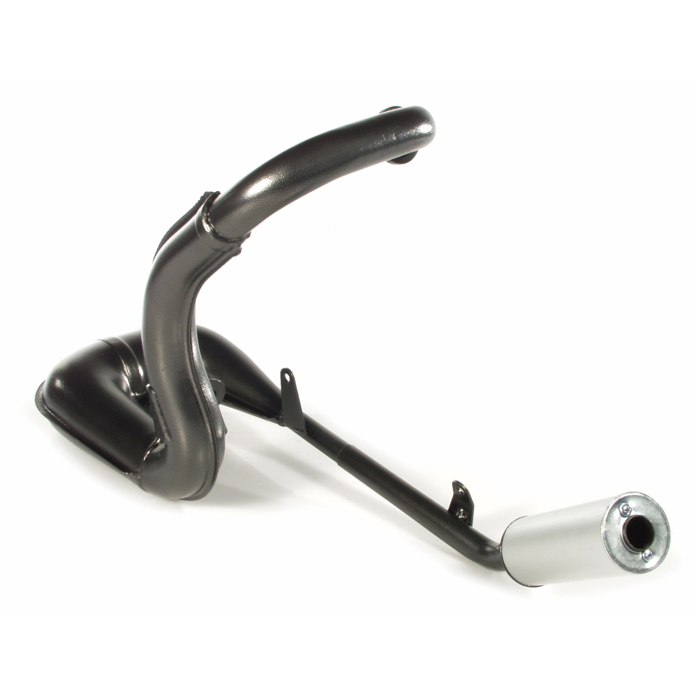 Image of Rennauspuff POLINI 200.2055, Material: Stahl schwarz, Dämpfer: Aluminium Farbe (ESD): silber für Vespa PK50/S/SS/XL/XL2/XLS/HP/FL/N/Rush für Vespa PK50/S/SS/XL/XL2/XLS/HP/FL/N/Rush