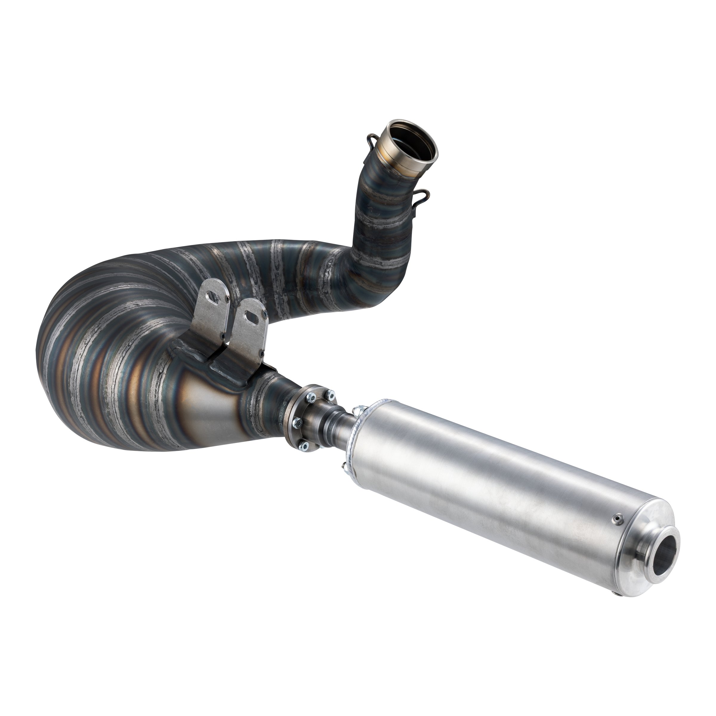 Image of Rennauspuff BFA/FRT 150-180ccm GP "street", Material: Stahl klarlackiert, Farbe (ESD): silber für Vespa 90/R/SS/100/125/PV/ET3 für Vespa 90/R/SS/100/125/PV/ET3