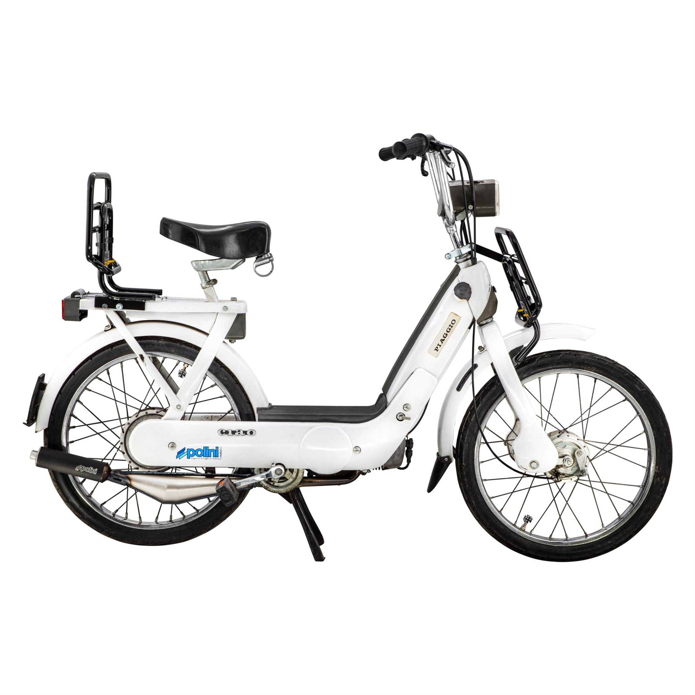 Image of Rennauspuff POLINI Country 200.0046, Material: Stahl klarlackiert, Dämpfer: Aluminium Farbe (ESD): schwarz für PIAGGIO Bravo/Grillo/SI/Boss/Superbravo 50ccm 2T AC für PIAGGIO Bravo/Grillo/SI/Boss/Superbravo 50ccm 2T AC