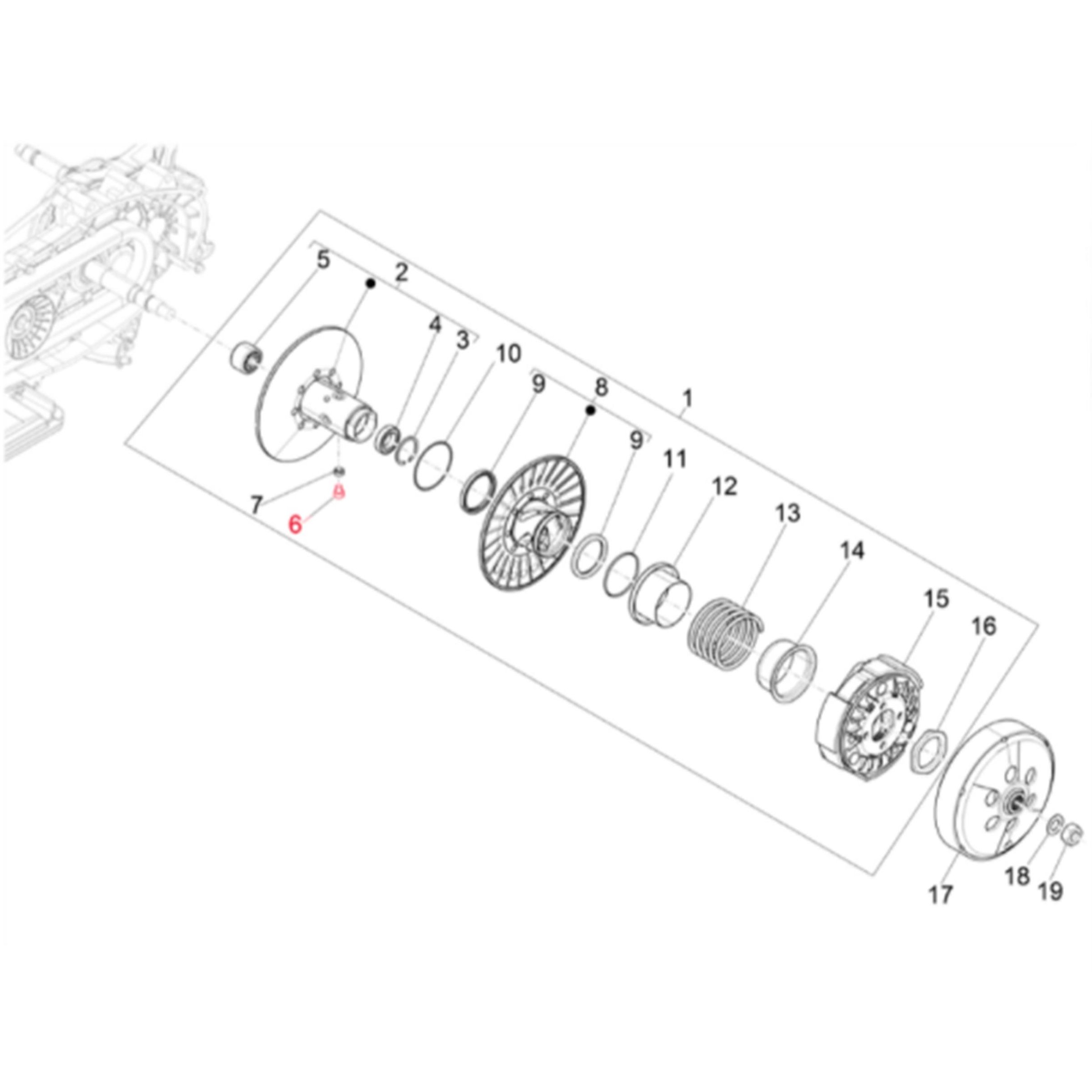 Image of Führungszapfen Wandler, PIAGGIO für Vespa GTS/GTS Super/GTV 300ccm HPE (`18-) für Vespa GTS/GTS Super/GTV 300ccm HPE (`18-)