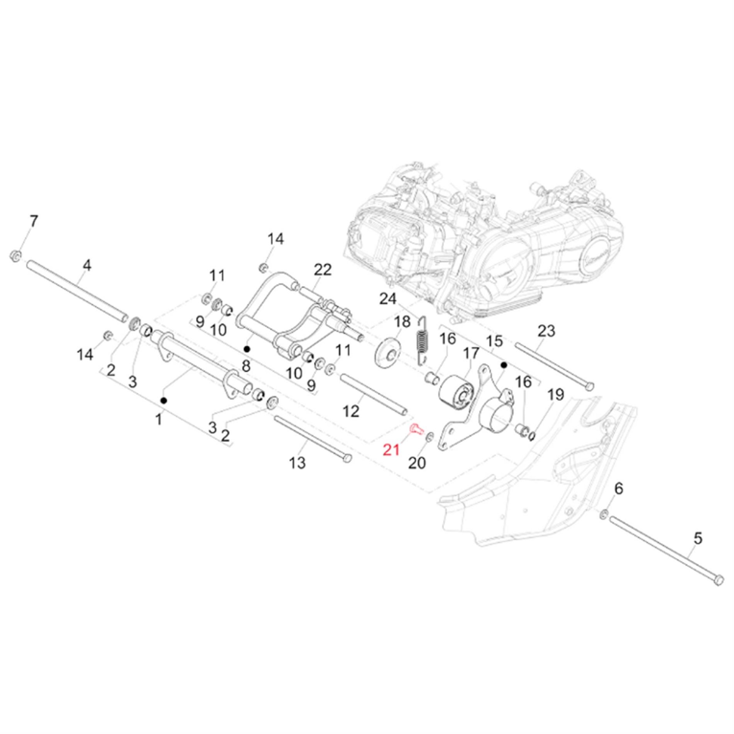 Image of Schraube Halter Schwingarm M10 mm, Sechskant, PIAGGIO für Vespa GTS/GTS Super/GTV/GT 60/GT/GT L 125-300ccm für Vespa GTS/GTS Super/GTV/GT 60/GT/GT L 125-300ccm