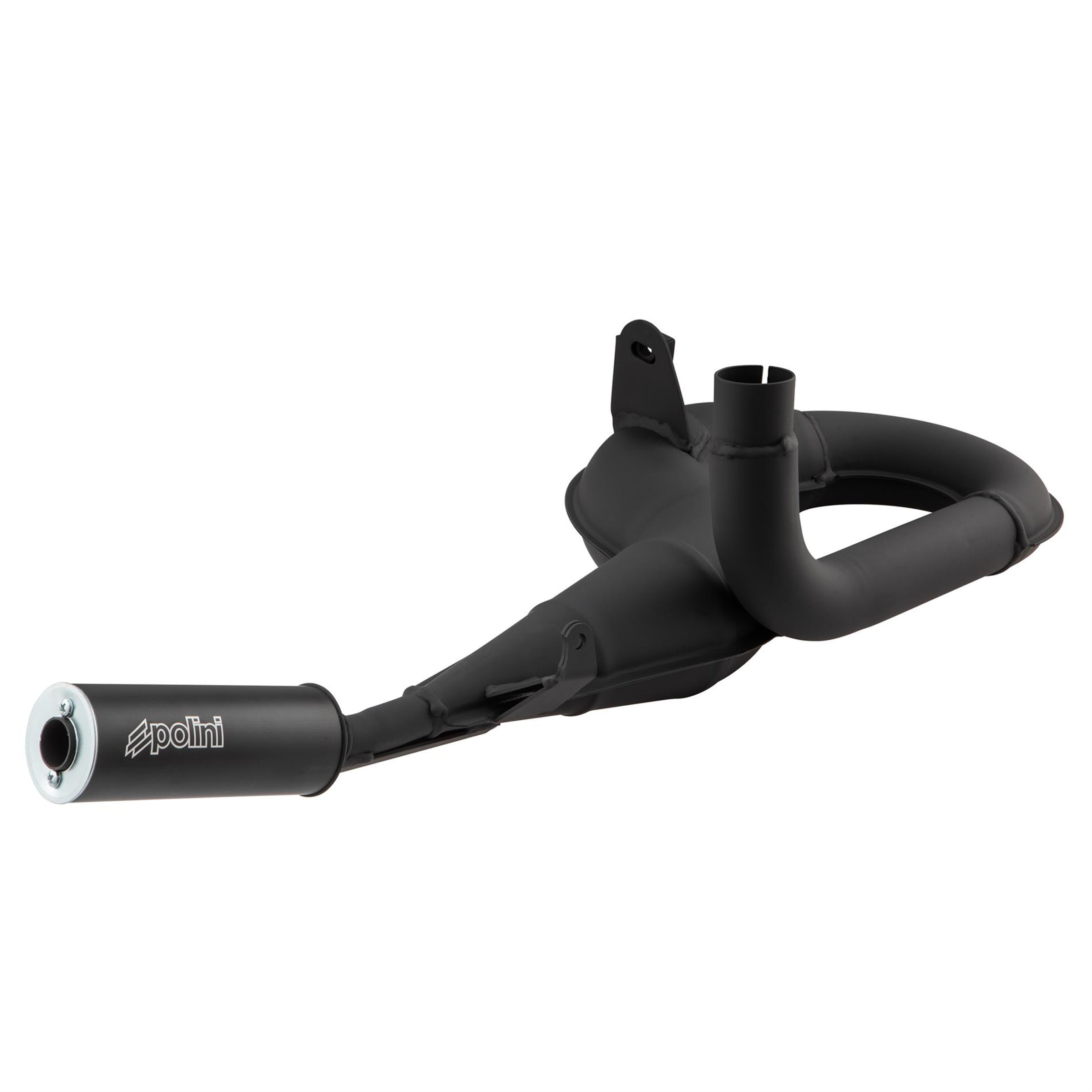Image of Rennauspuff POLINI 200.2019/S, Material: Stahl schwarz, Dämpfer: Aluminium Farbe (ESD): schwarz für Vespa 125 GTR 2°/TS/150 Sprint V. 2°/Super 2°/PX80-150/PE/Lusso/Cosa 1 für Vespa 125 GTR 2°/TS/150 Sprint V. 2°/Super 2°/PX80-150/PE/Lusso/Cosa 1