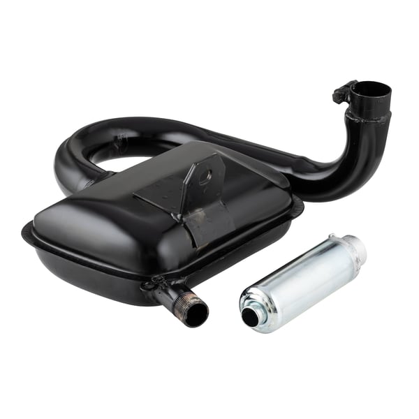 Image of Auspuff Standard mit ESD, Stahl schwarz, Farbe (ESD): silber für Vespa 125 VNA-TS/150 VBA-Sprint/PX80-150/PE/Lusso