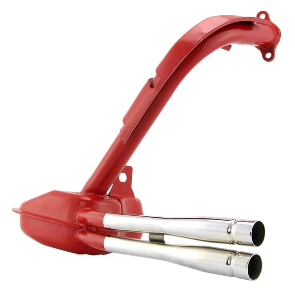 Image of Auspuff SERIE PRO "Sport" Replika, Stahl rot, Dämpfer: chrom Farbe (ESD): chrom für Vespa 50/N/L/R/S/Special/SR/SS