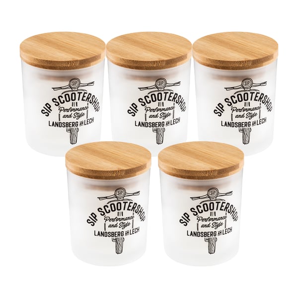 Image of Duftkerze SIP Vanilleduft mit Motiv Vespa Motorroller weiß/schwarz